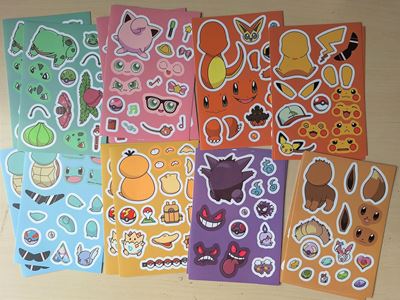 Picture of New Pokemon Pikachu Face Stickers - Birthday Party Favors